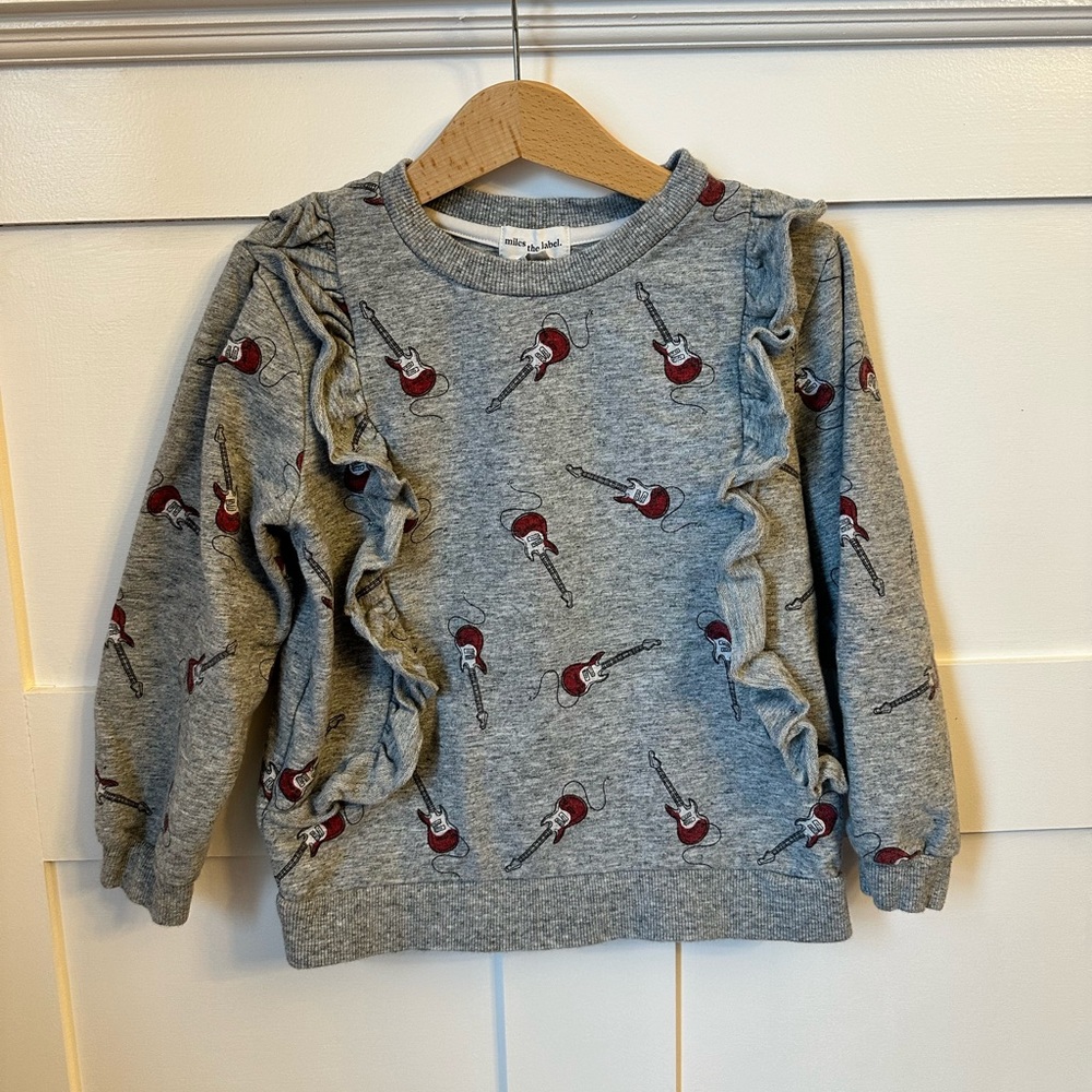 Miles the Label Guitar Ruffle Sweatshirt Girls 5Y